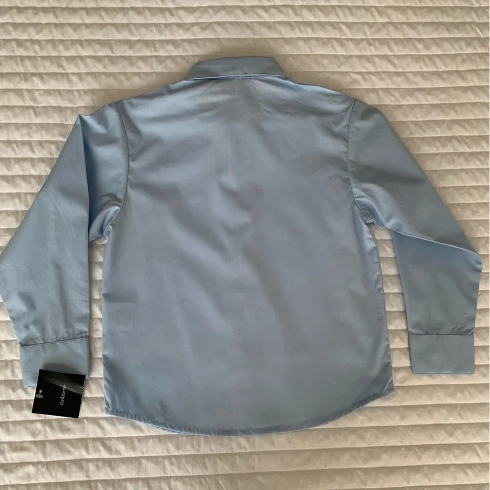 NWT Claiborne Suit Set Boys Size 6R Blue Gray 4 PC Vest Shirt Pants Clip On Tie